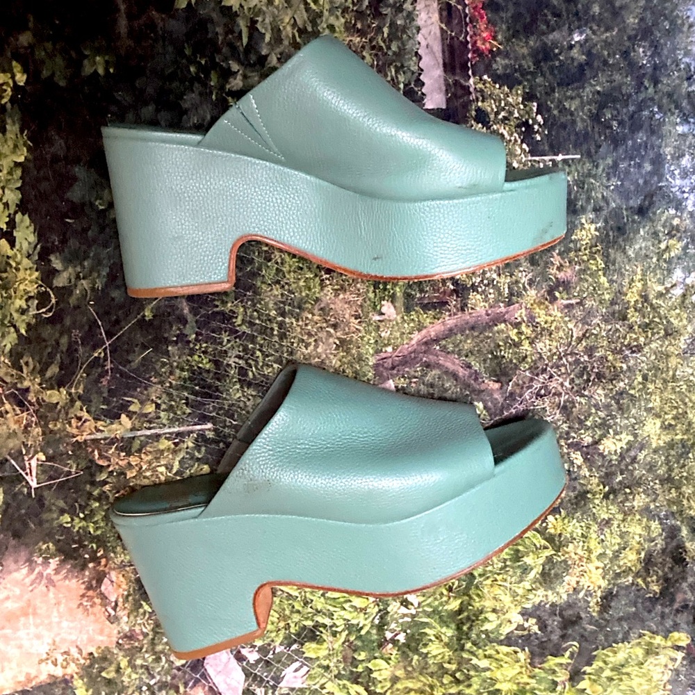 CHARLOTTE STONE BABY BLUE PLATFORM SLIDES